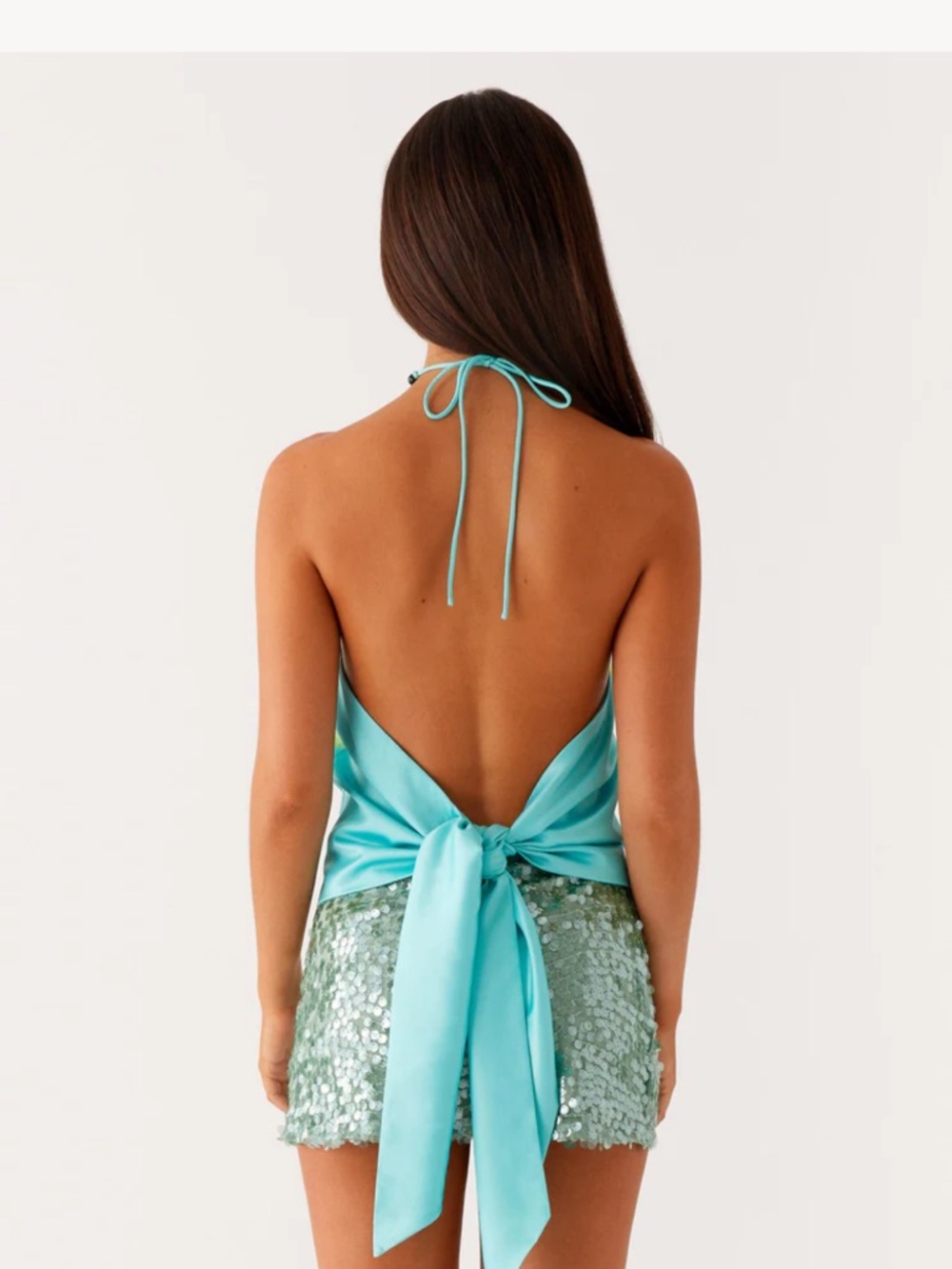 Peppermayo Dalila Beaded Tie Back Top - Turquoise Floral Size 2 XS - Picture 4 of 5
